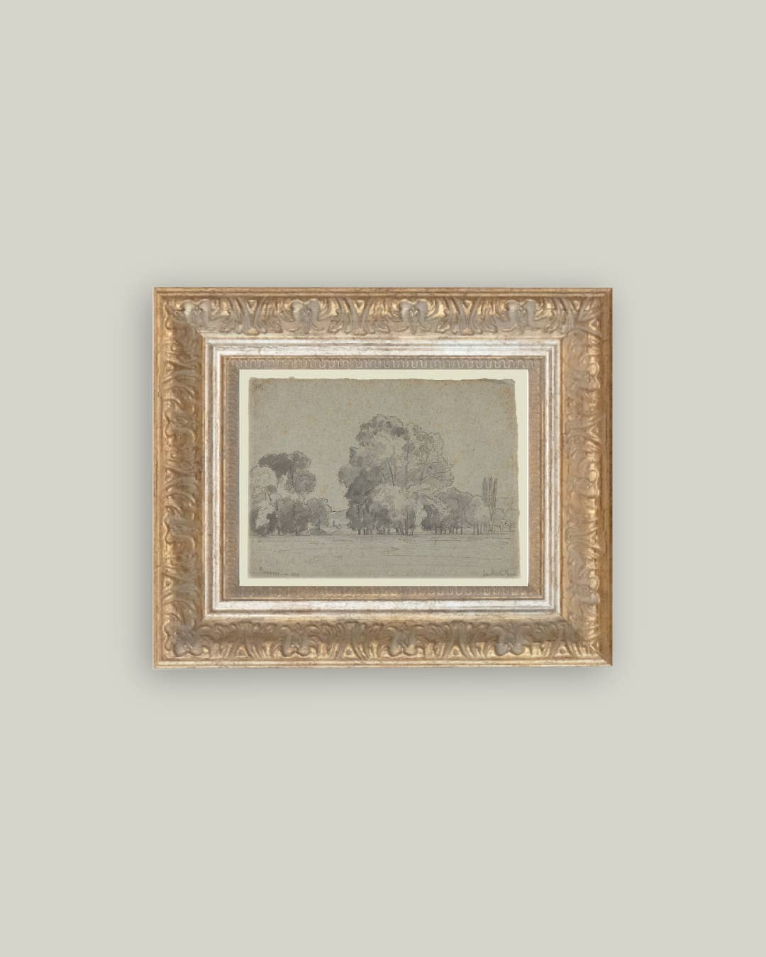 Grove Of Trees Framed Antique Art-Blue Hand Home