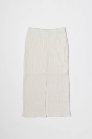 The Miranda Skirt | Textured Midi Skirt with Back Slit-Blue Hand Home