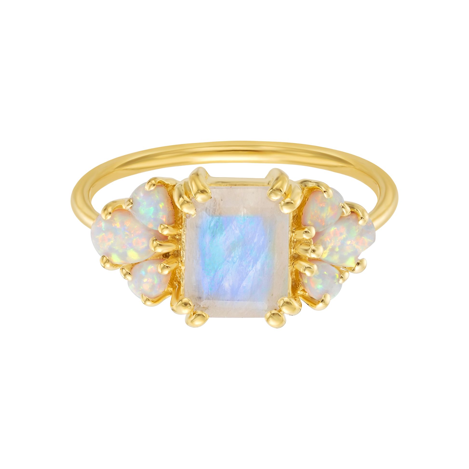 Rainbow Moonstone and Opal Empress Ring-Blue Hand Home