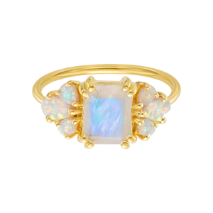 Rainbow Moonstone and Opal Empress Ring-Blue Hand Home