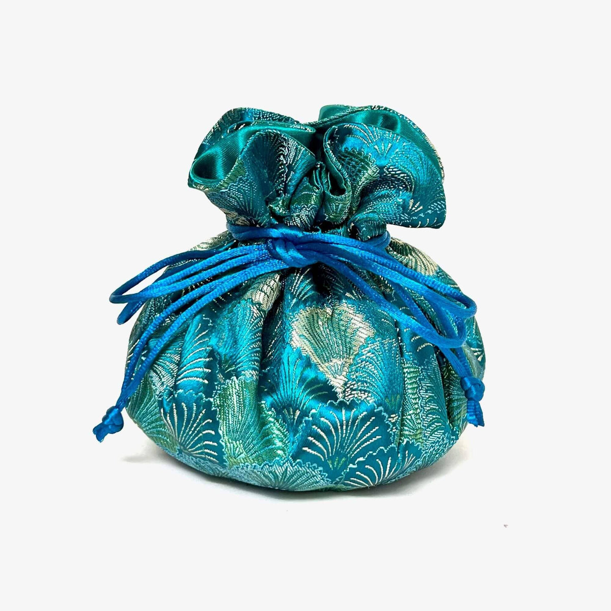 Seashells Brocade Jewelry Pouch-Blue Hand Home