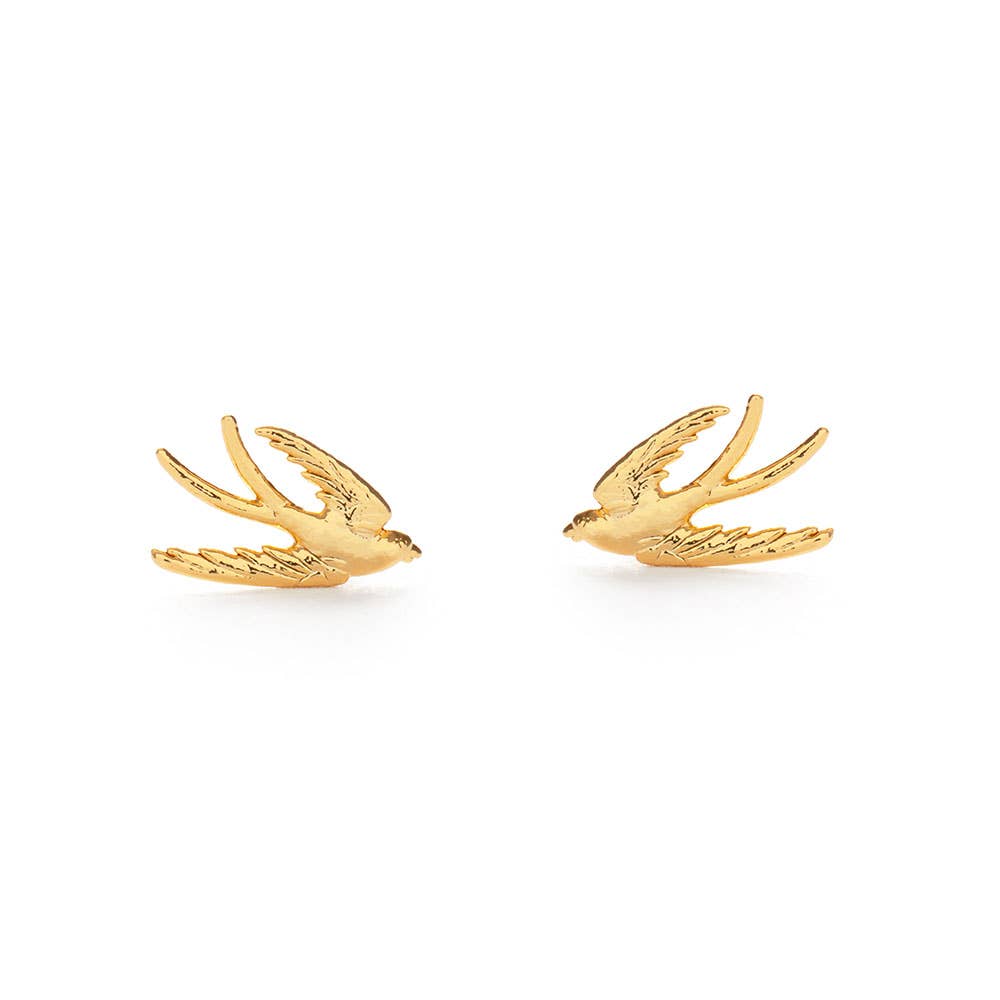 Swallow Bird Stud Earrings-Blue Hand Home