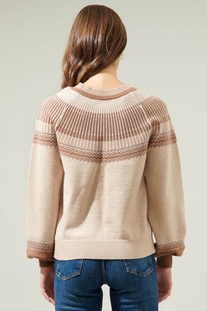 Lacey Way Round Neck Fair-Isle Sweater-Blue Hand Home