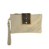 Stella Wristlet In Stone Leather | Upcycled LV-Blue Hand Home