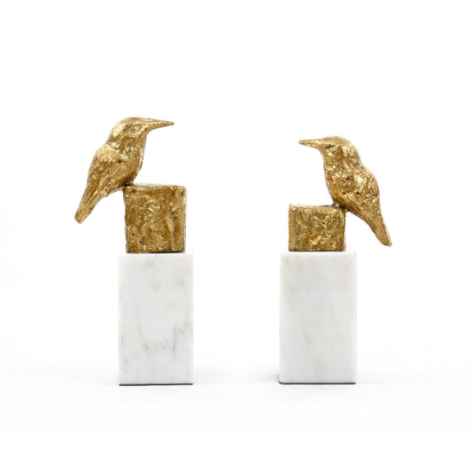 Finch Statue / Gold Leaf-Villa & House-Blue Hand Home