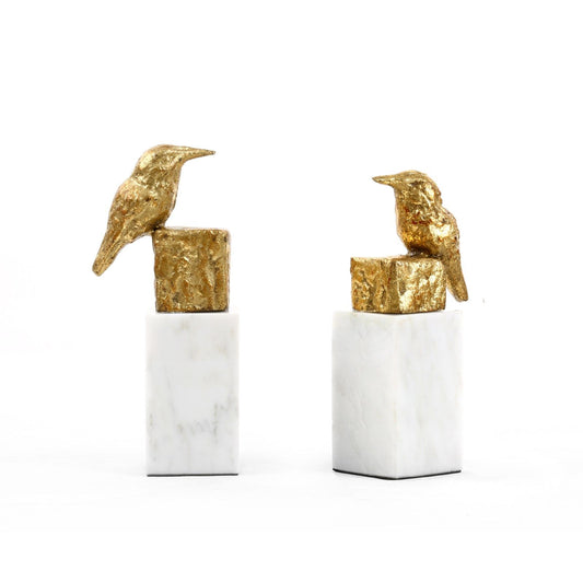 Finch Statue / Gold Leaf-Villa & House-Blue Hand Home