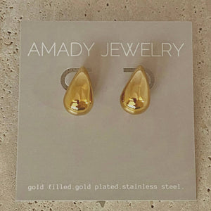 Teardrop Earrings Gold Plated-Blue Hand Home