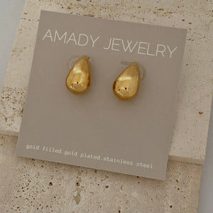 Teardrop Earrings Gold Plated-Blue Hand Home