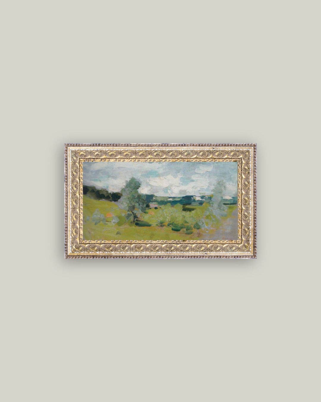 Abstract Landscape Framed Antique Art-Blue Hand Home