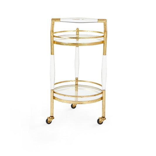 Jane Bar Cart / Gold Leaf-Blue Hand Home