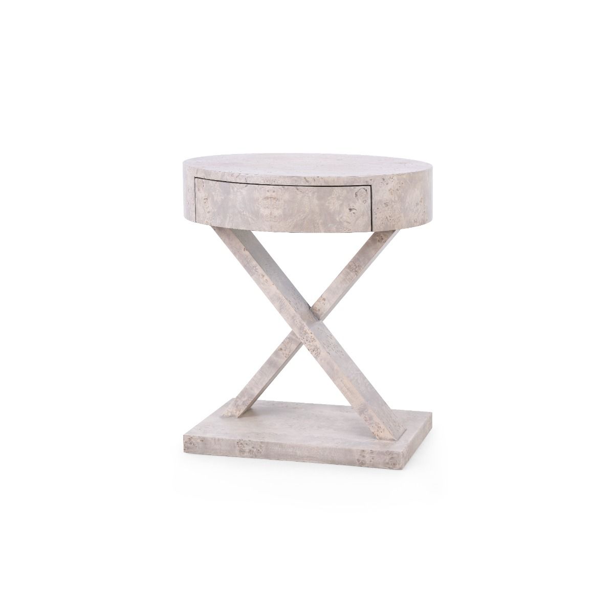 Modena 1-Drawer Side Table / Light Gray Burl-Blue Hand Home