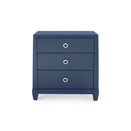 Madison 3-Drawer Side Table / Navy Blue Lacquer-Blue Hand Home