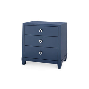 Madison 3-Drawer Side Table / Navy Blue Lacquer-Blue Hand Home