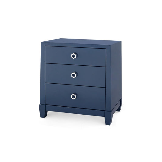 Madison 3-Drawer Side Table / Navy Blue Lacquer-Blue Hand Home