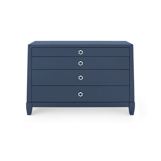 Madison Large 4-Drawer / Navy Blue Lacquer-Blue Hand Home