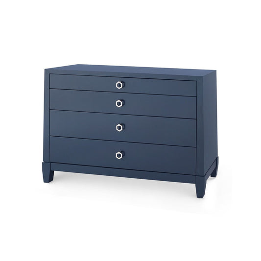 Madison Large 4-Drawer / Navy Blue Lacquer-Blue Hand Home