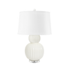 Meridian Lamp with Shade 17-inch White Linen, with Nickel / White Cloud-Blue Hand Home