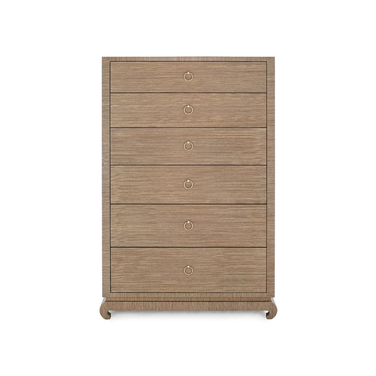 Ming Tall 6-Drawer / Flax Brown-Blue Hand Home