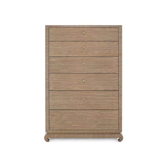 Ming Tall 6-Drawer / Flax Brown-Blue Hand Home