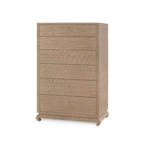 Ming Tall 6-Drawer / Flax Brown-Blue Hand Home