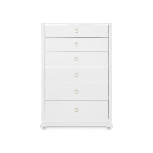 Ming Tall 6-Drawer / Chiffon White-Blue Hand Home