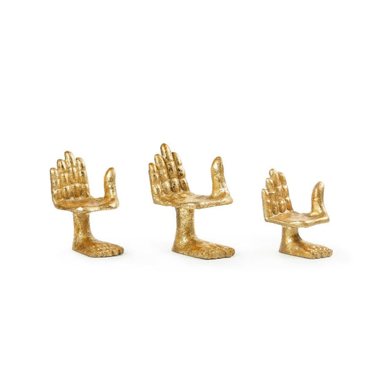 Mano Set of 3 Statues / Gold Leaf-Villa & House-Blue Hand Home