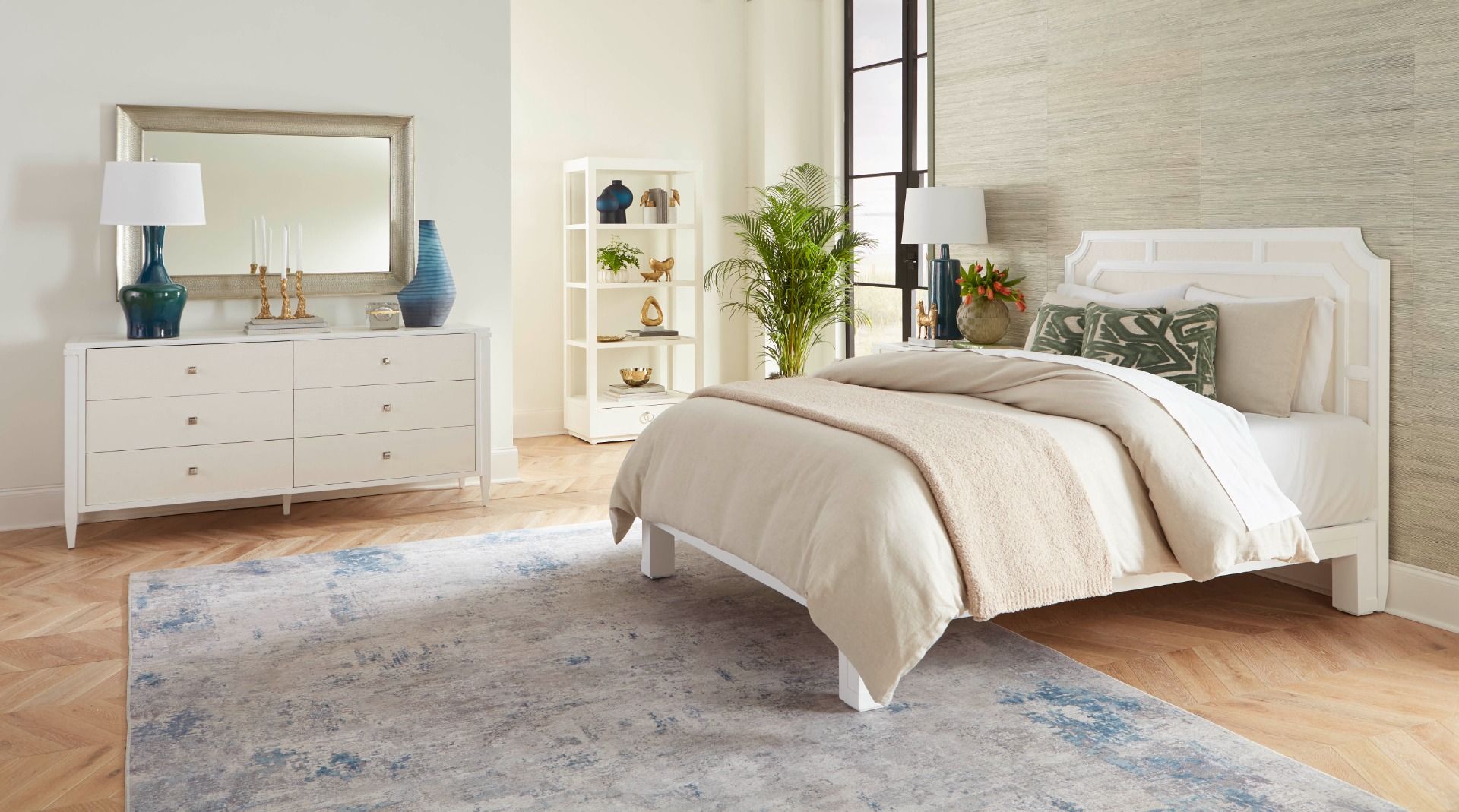 Olivia King Headboard / Soft White-Blue Hand Home