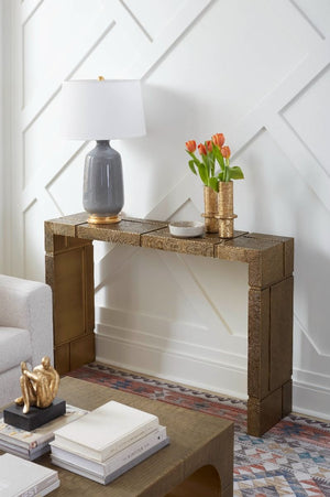 Hollis Console Table / Antique Brass-Blue Hand Home