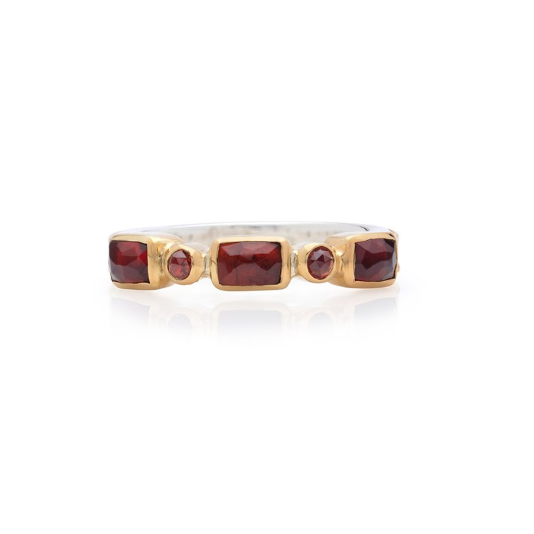 Anna Beck Garnet Mosaic Stacking Ring - Gold-Anna Beck Jewelry-Blue Hand Home