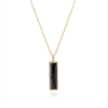 Anna Beck Hematite Bar Pendant Necklace 30&quot;- Gold-Anna Beck Jewelry-Blue Hand Home