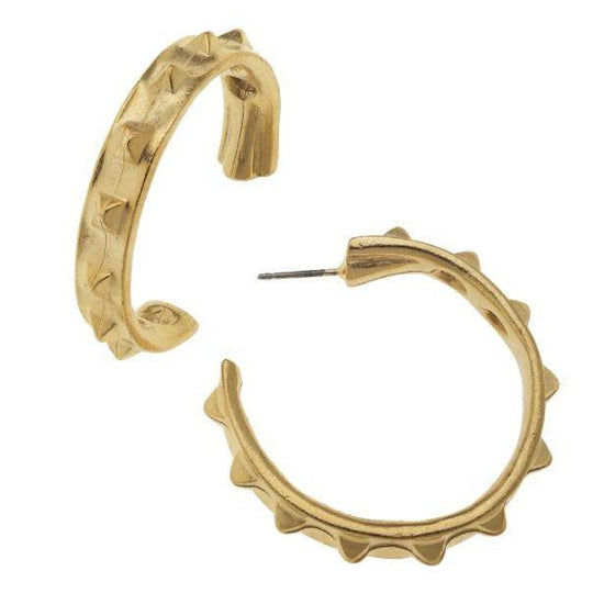 Susan Shaw Handcast Gold Spike Hoop Earrings