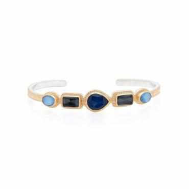 Anna Beck Hematite &amp; Sapphire Multi-stone Cuff - Gold-Anna Beck Jewelry-Blue Hand Home