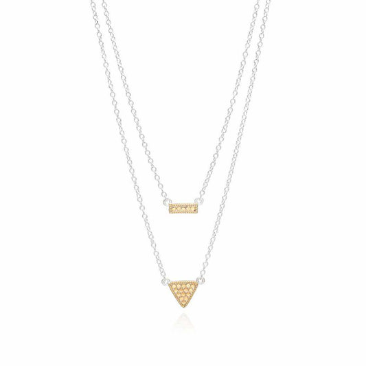 Anna Beck Reversible Petite Bar and Triangle	Double Necklace, 16-18"-Anna Beck Jewelry-Blue Hand Home