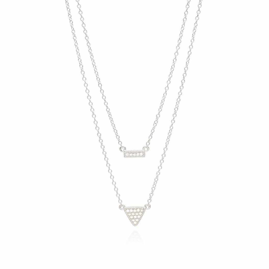 Anna Beck Reversible Petite Bar and Triangle	Double Necklace, 16-18&quot;-Anna Beck Jewelry-Blue Hand Home