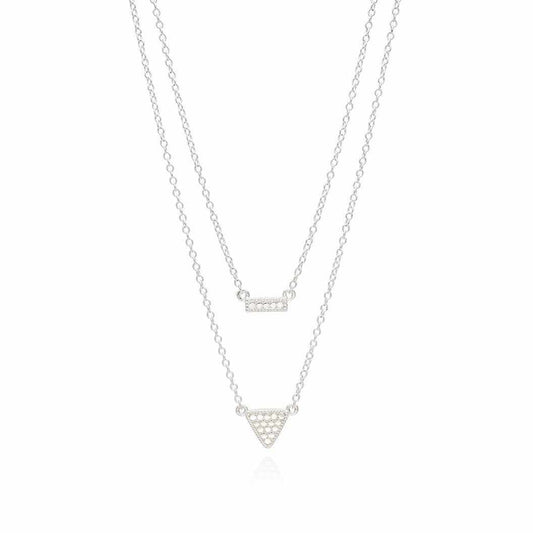 Anna Beck Reversible Petite Bar and Triangle	Double Necklace, 16-18"-Anna Beck Jewelry-Blue Hand Home