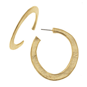 Susan Shaw Handcast Gold Hammered Hoop Earrings-Susan Shaw Jewelry-Blue Hand Home