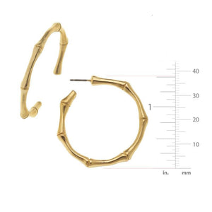 Susan Shaw Handcast Gold Bamboo Hoop Earrings-Susan Shaw Jewelry-Blue Hand Home