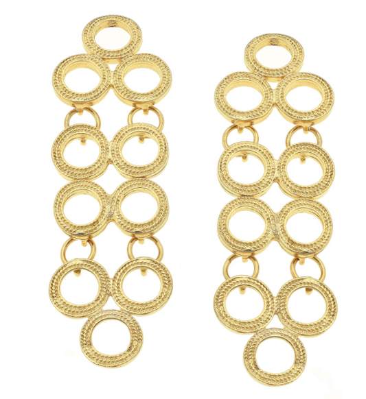 Susan Shaw Handcast Gold Multi Circle Earrings-Susan Shaw Jewelry-Blue Hand Home