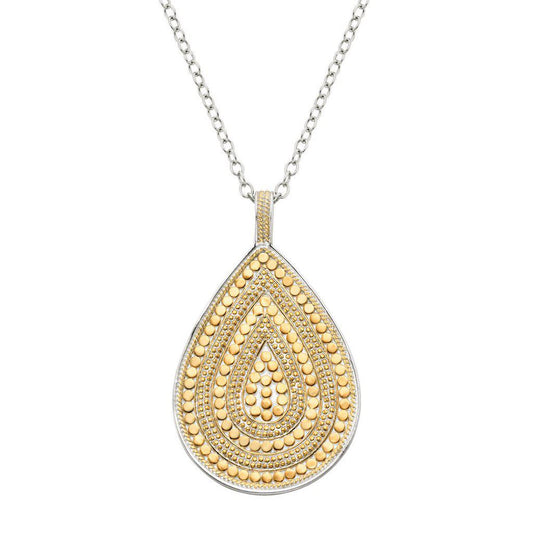 Anna Beck Long Beaded Double Sided Teardrop Necklace - Silver and Gold-Anna Beck Jewelry-Blue Hand Home