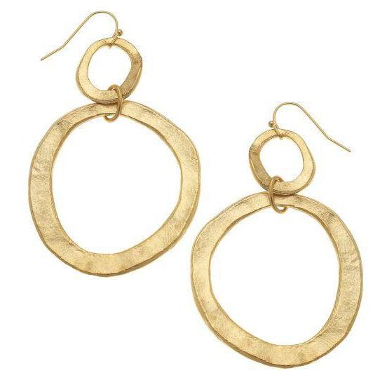 Susan Shaw Handcast Double Gold Earrings-Susan Shaw Jewelry-Blue Hand Home