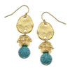 Susan Shaw Handcast Gold with Genuine Turquoise Earrings-Susan Shaw Jewelry-Blue Hand Home