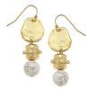 Susan Shaw Handcast Gold with White Turquoise Earrings-Susan Shaw Jewelry-Blue Hand Home