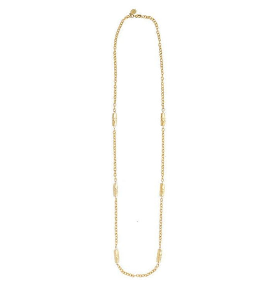 Long Bamboo and Chain Necklace-Blue Hand Home