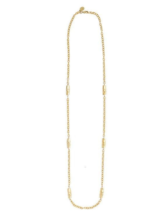 Long Bamboo and Chain Necklace