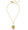 Susan Shaw Handcast Gold Monstera Leaf on Paperclip Chain Necklace-Susan Shaw Jewelry-Blue Hand Home