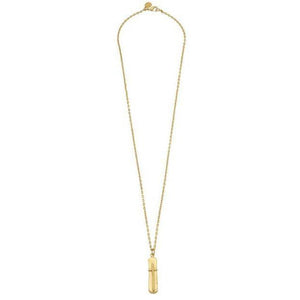 Susan Shaw Bar Cross on 30in Thin Textured Chain Necklace - Gold-Susan Shaw Jewelry-Blue Hand Home