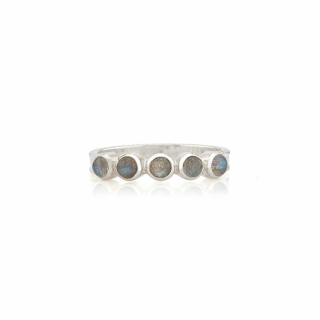 3 sale Anna Beck silver stacking rings with grey sapphire. Size 7.