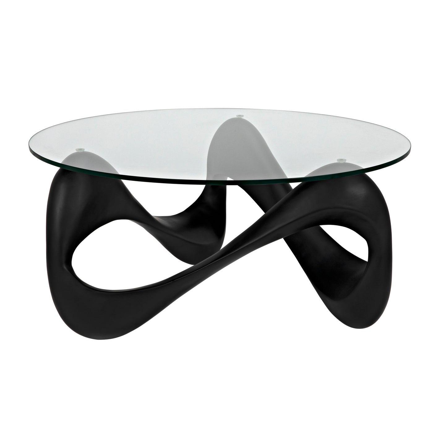 Orion Coffee Table, Black Resin Cement with Glass-Noir Furniture-Blue Hand Home