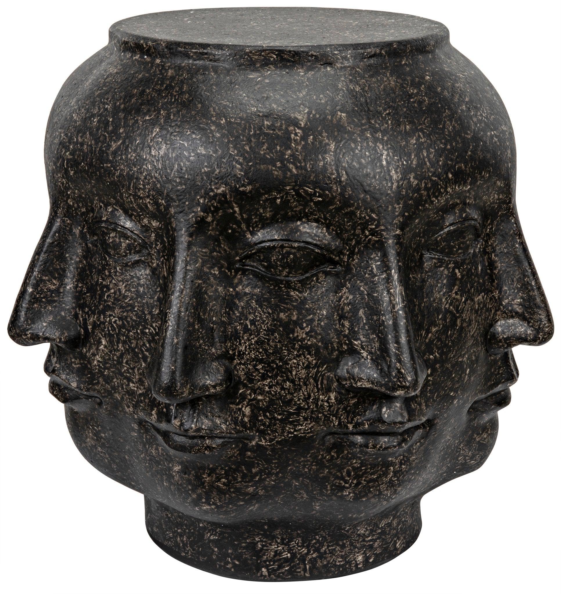 Multi-Face Stool, Black Fiber Cement-Noir Furniture-Blue Hand Home