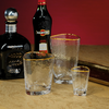 Aperitivo Triangular DOF Glass, Clear w/Gold Rim-Blue Hand Home